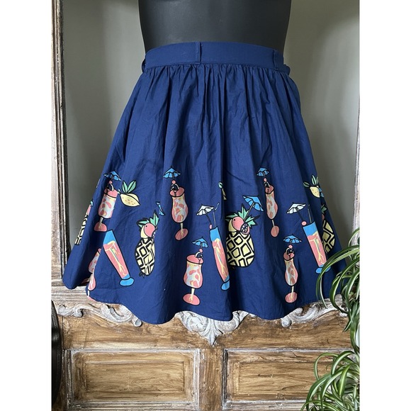 Modcloth Blue Tiki Time A-line Skirt Size‎ Small - Picture 1 of 5